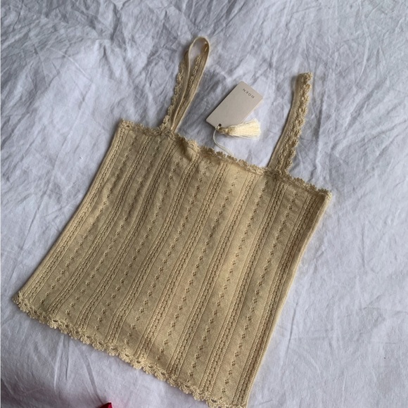 NWT Doen Merise Pointelle Alpaca Silk Square Neck Knit Cami Top Buttercream - Picture 9 of 13